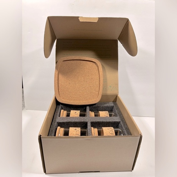 NEW In Box! Qcold-4 Pack Glass holder set w/Vanity Tray-Bathroom-Counter top - Picture 5 of 7